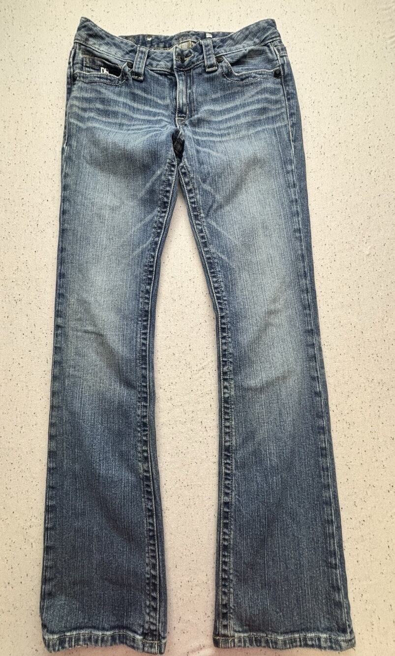 D9 District 9 Women's Slick Low Rise Jeans Size 28 Medium Wash Stretch Y2K